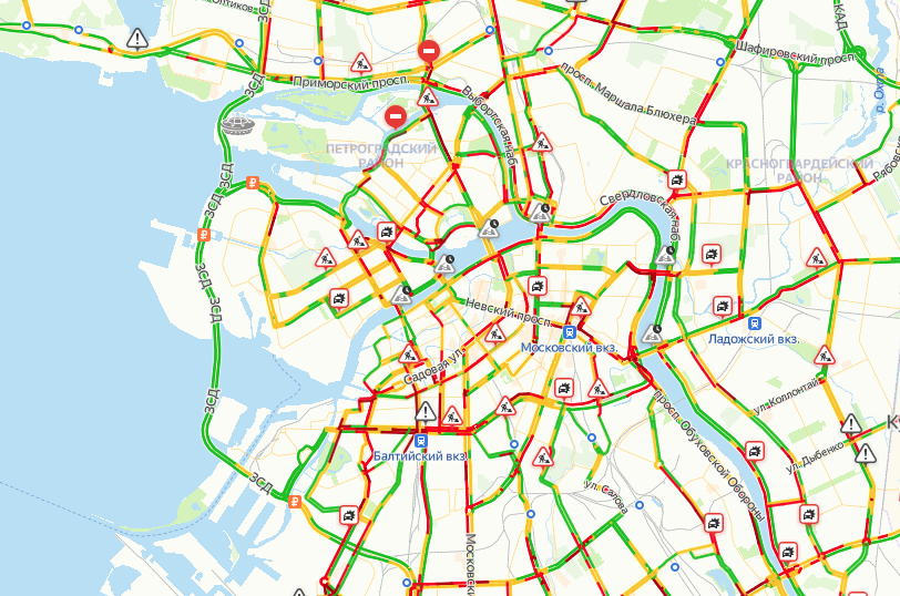 Спб дорожная обстановка сейчас карта