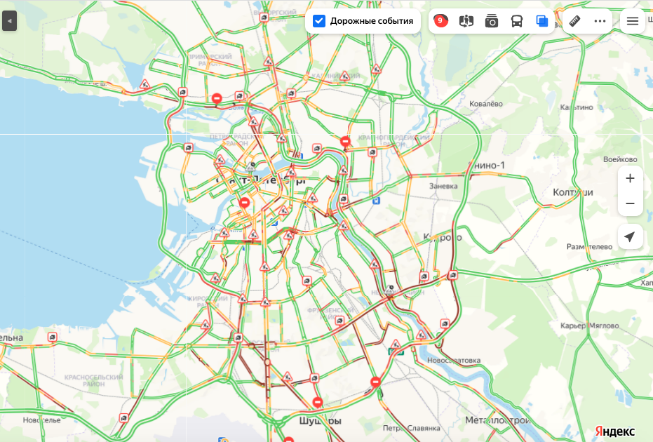 Карта пробки на дорогах сейчас