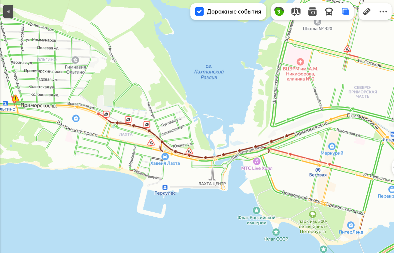 Смертельное ДТП перекрыло Приморское шоссе в районе 