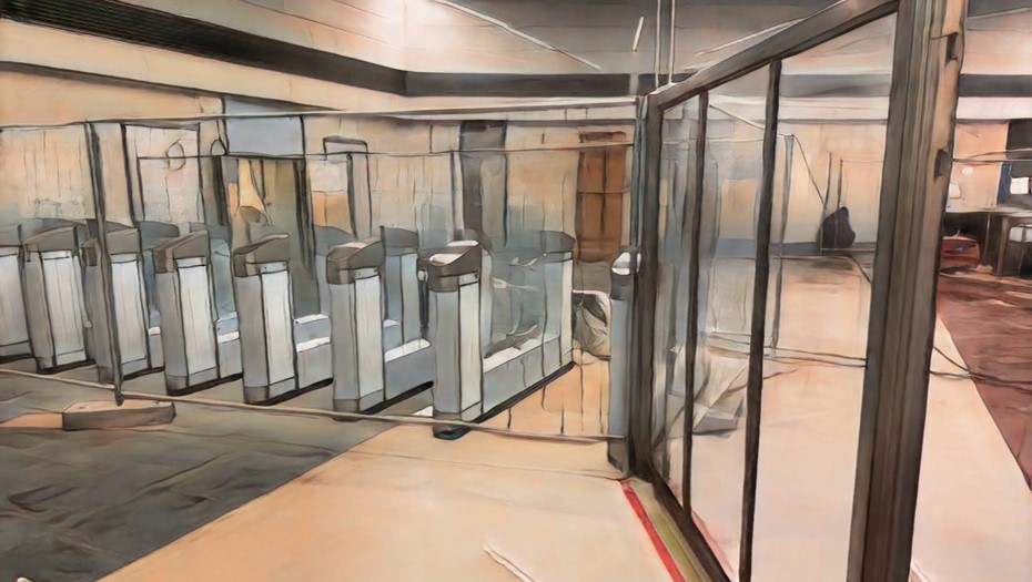 Интерьеры строящейся станции метро "Юго-Западная" в Петербурге. 