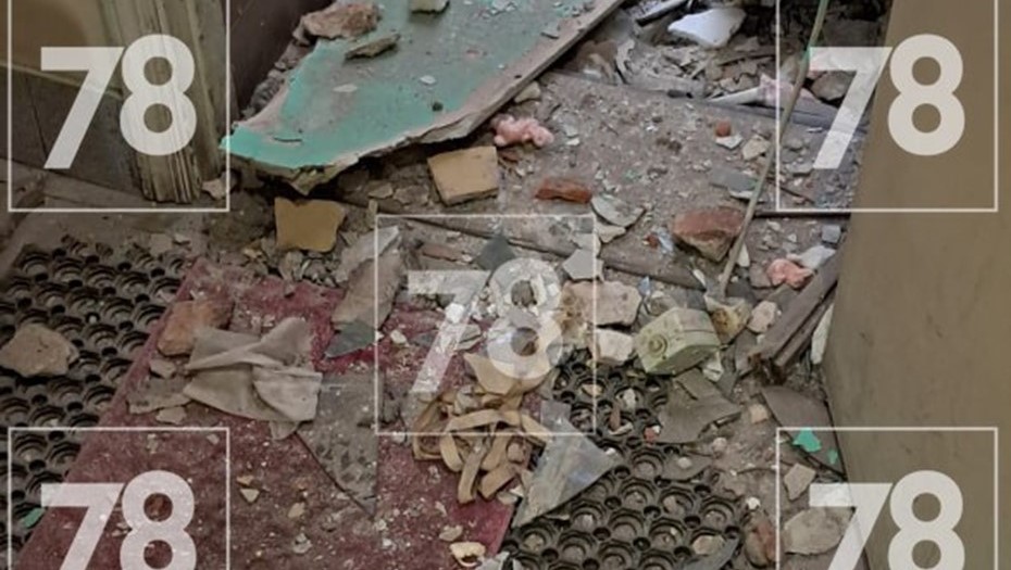 Над входом в частную школу в Петербурге частично рухнул потолок