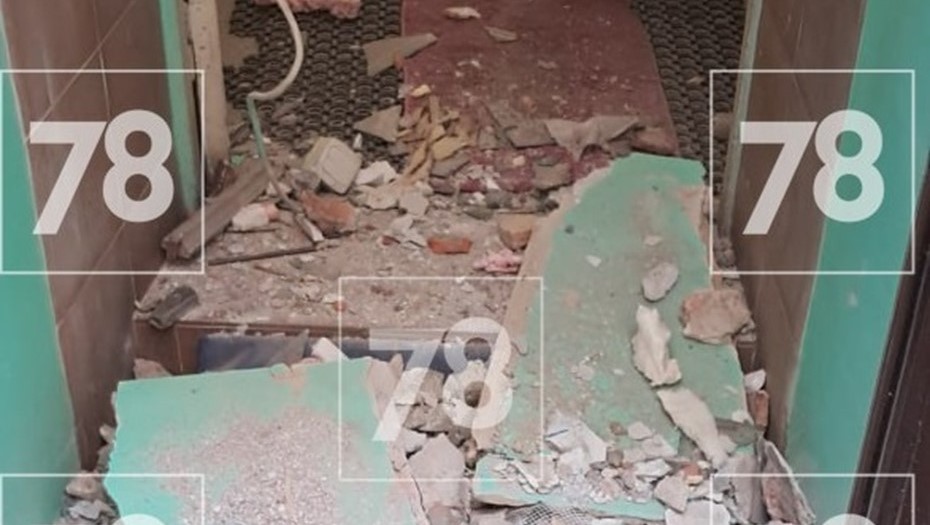 Над входом в частную школу в Петербурге частично рухнул потолок