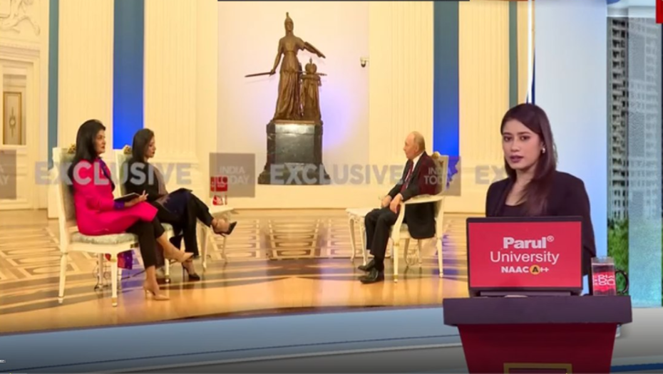 Анонсы интервью индийских журналистов с президентом России Владимиром Путиным на канале India Today.