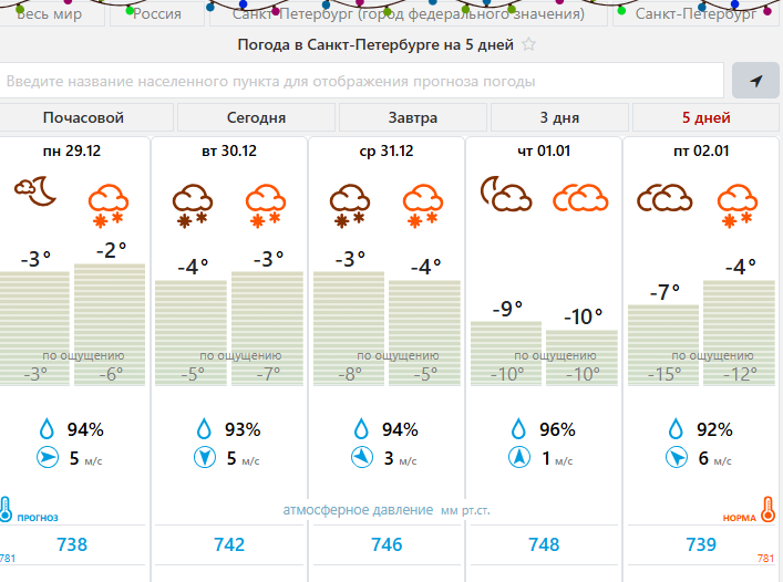 В новогоднюю ночь в Петербурге ожидается мороз, но без снегопада.