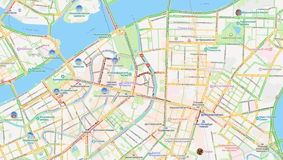 Пробки в центре Петербурга 3 января 2026 года 