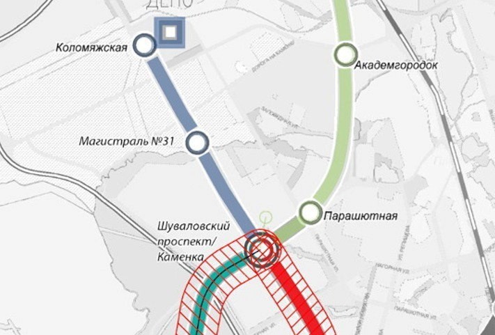 Перспективный участок фиолетовой линии метро на севере Петербурга