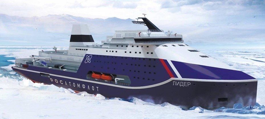 Сверхмощный ледокол "Россия" пока только
строится 