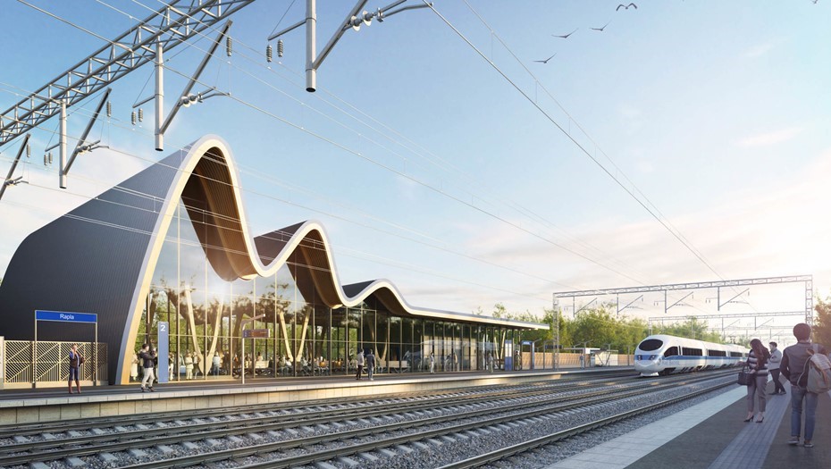 Визуализация проекта высокоскоростной железнодорожной магистрали Rail Baltica.