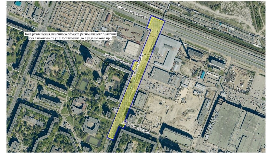 Строительство дороги на улице Симонова от Шостаковича