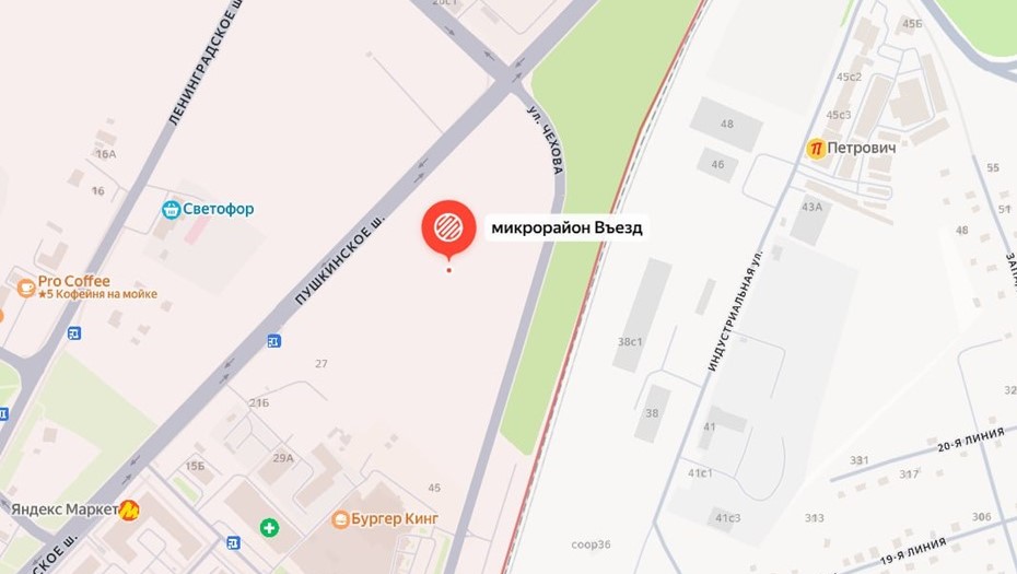 Примерное место для строительства административного здания в Гатчине 59.584590, 30.149652