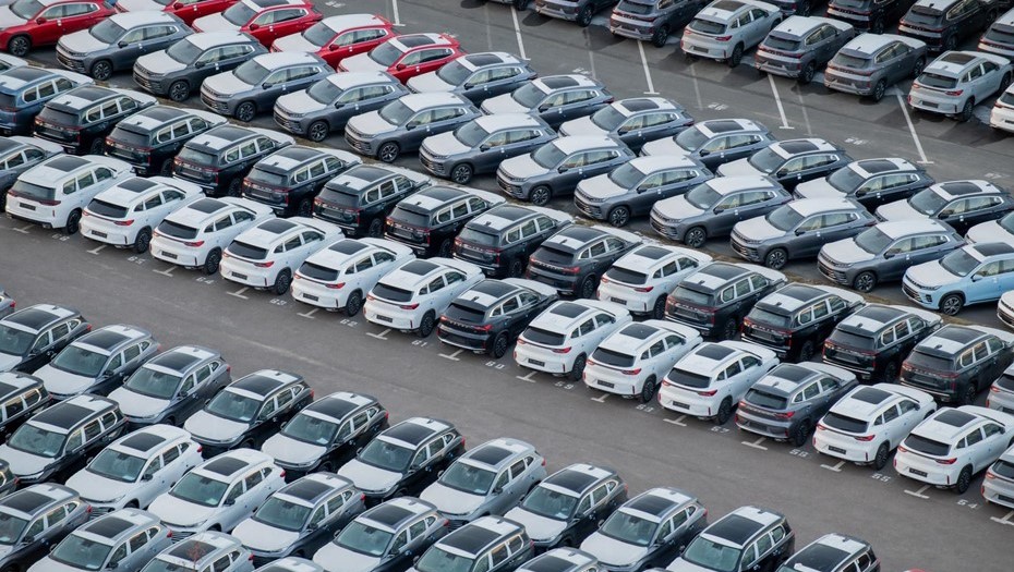 Новые автомобили в порту на намыве в Петербурге Новые автомобили в порту на намыве в Петербурге