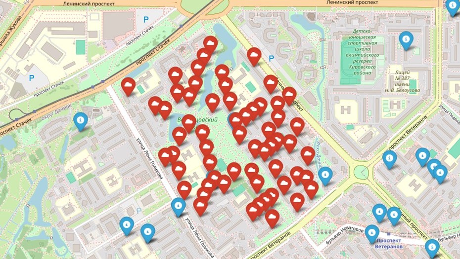 Карта отключений теплоснабжения в Кировском районе Карта отключений теплоснабжения в Кировском районе