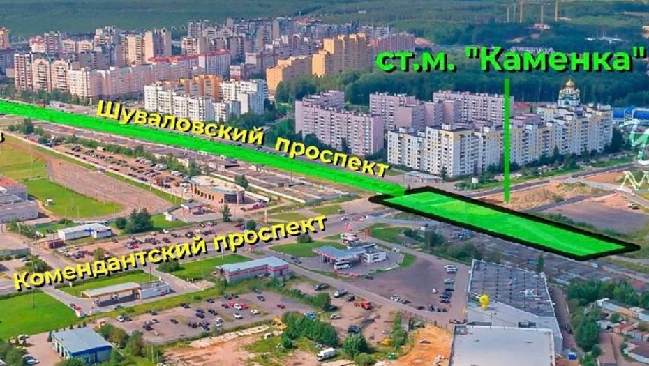 Место, где расположится вестибюль станции "Каменка"