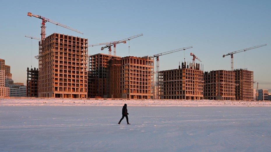 Строительство на намыве Васильевского острова.