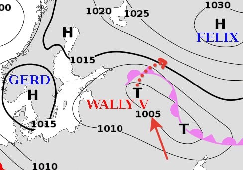 Расположение циклона WALLY V на карте России