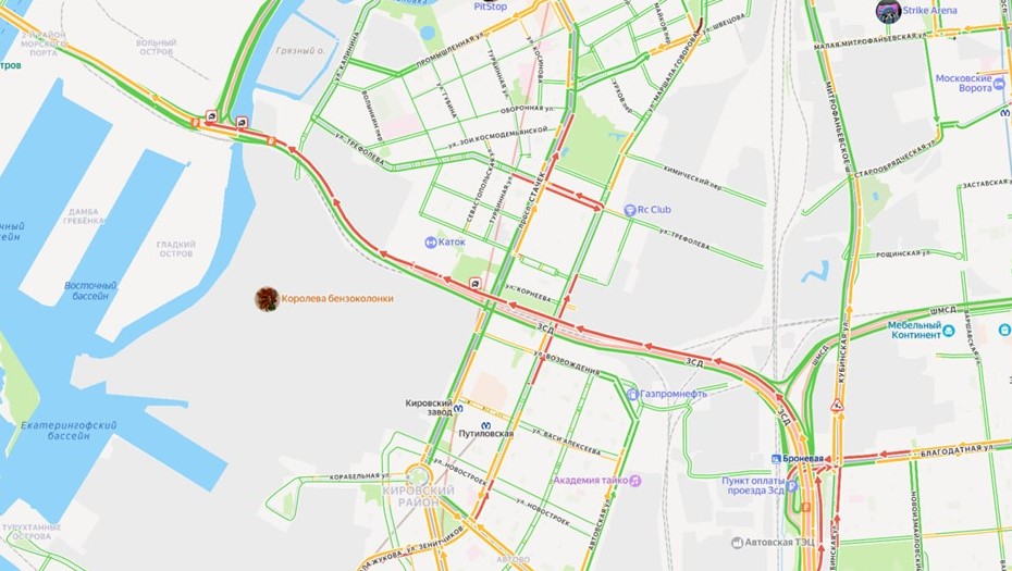 Пробка из-за аварии на ЗСД 20 февраля