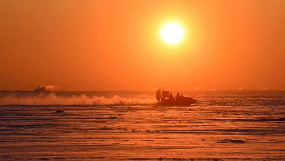 Вид на Финский залив в морозную погоду.