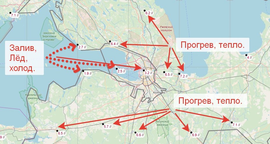 Влияние льда на температуру в Петербурге