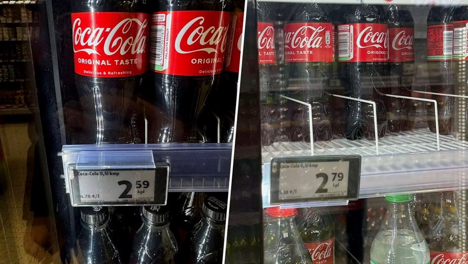 Цены на безалкогольные напитки в финском магазине 31 марта и 1 апреля 2026 года.