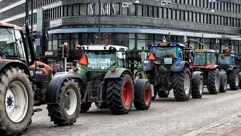 Тракторный марш в Хельсинки, Финляндия. 2016 год.