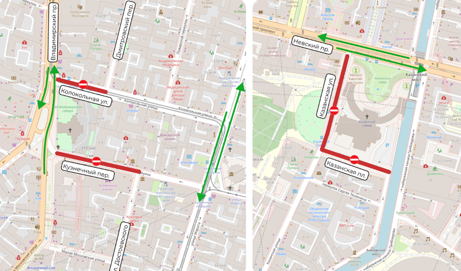 Ограничения движения в связи с пасхальными богослужениями в Петербурге