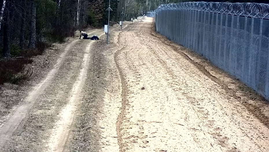 Нелегалы проникли в Литву через подземный тоннель. Снимок с видео.