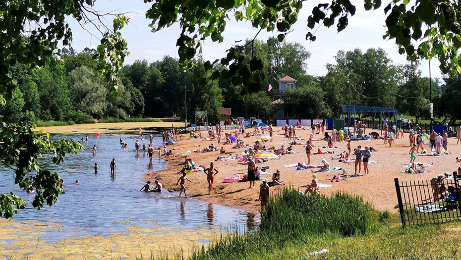 Пляж Колонистского пруда в Пушкине