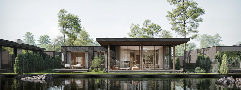 рендер коттеджного посёлка "Форест Вилладж"