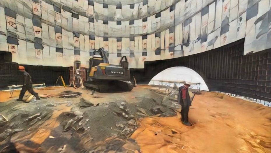 В котловане стройплощадки продолжения зелёной ветки метро стал виден контур тоннеля для щита "Надежда"