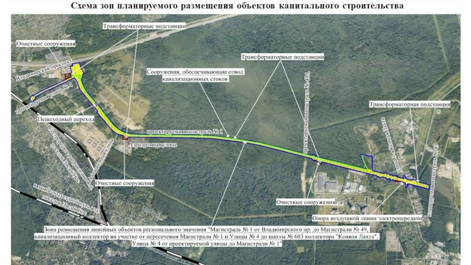 Проект планировки для новой трассы М-1, дублёра Приморского шоссе в Петербурге.