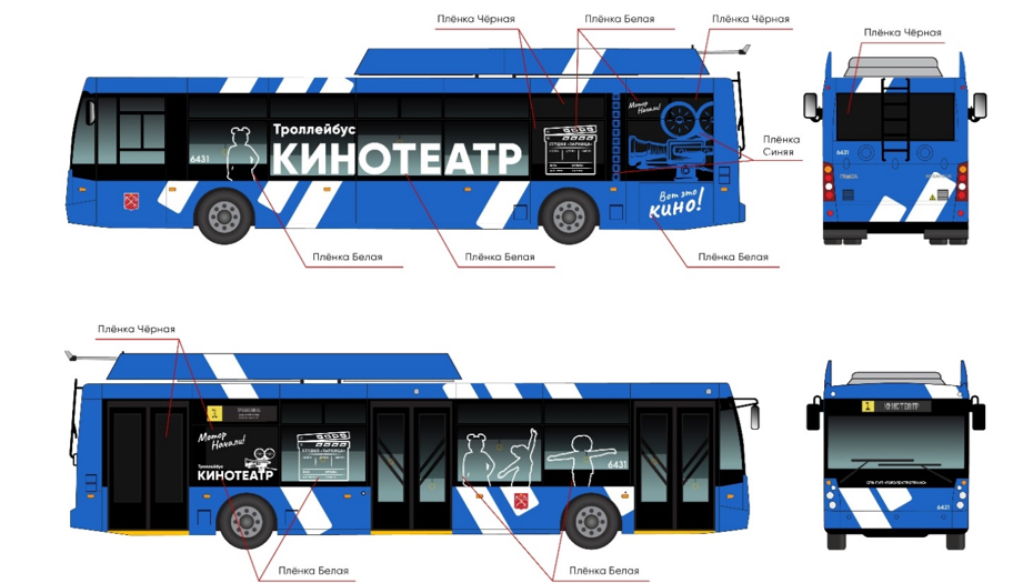 Схема оформления бортов троллейбуса-кинотеатра Схема оформления бортов троллейбуса-кинотеатра