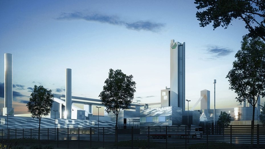 Визуализация завода "чистой стали" Blastr Green Steel в Инкоо, Финляндия. Визуализация завода "чистой стали" Blastr Green Steel в Инкоо, Финляндия.