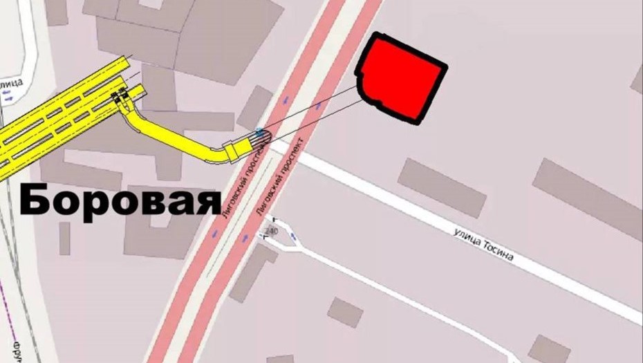 Место будущего вестибюля станции "Боровая"